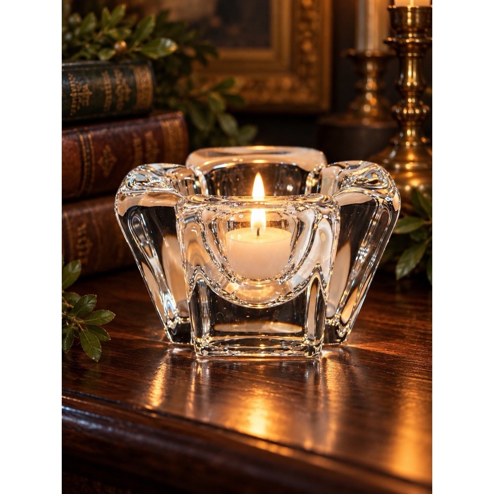 Orrefors Max Crystal Votive Candle Holder Anna Ehrner Sweden 65086/62
